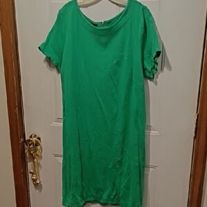 Talbots Emerald Green Dress Scalloped Sleeve And Hem Edges Office Church Dress